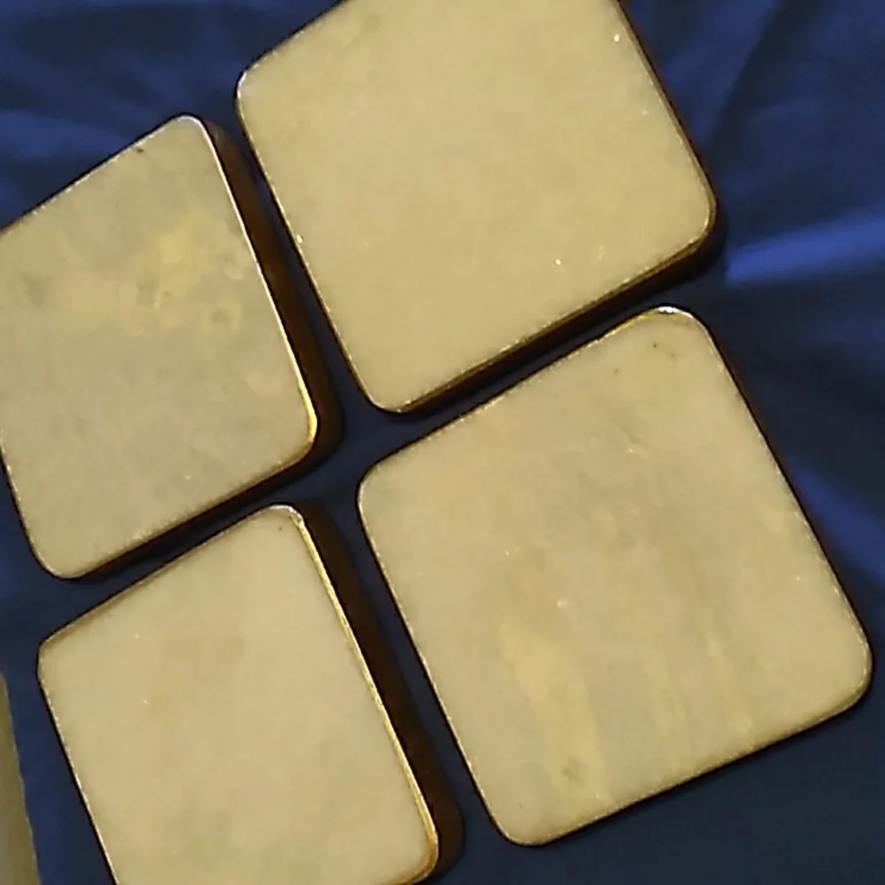 Elegant Gold Rimmed Marble Drinking Coasters- Set of 4